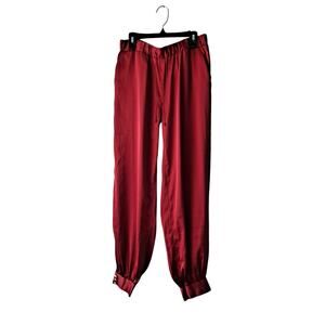 Express Red Elastic Waist Joggers with Ankle Buttons and Draw strings  Size S